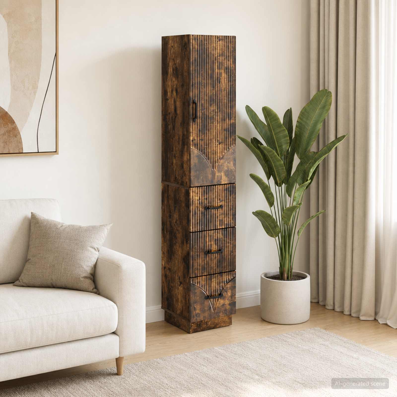 Schrankset 2 stk. 33 x 34,5 x 87 cm Holzwerkstoff Räuchereiche
