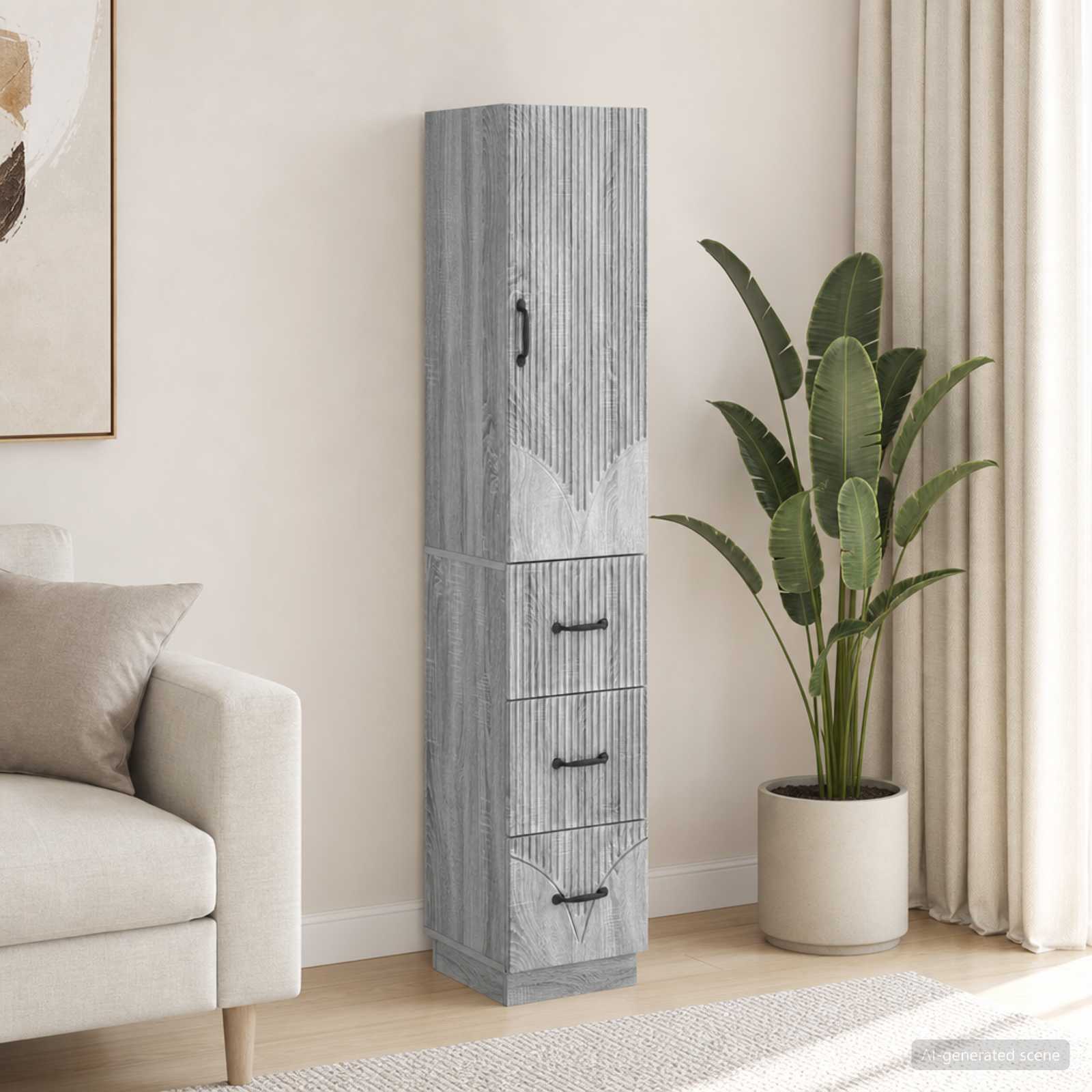 Schrankset 2 stk. 33 x 34,5 x 87 cm Holzwerkstoff Sonoma-Grau