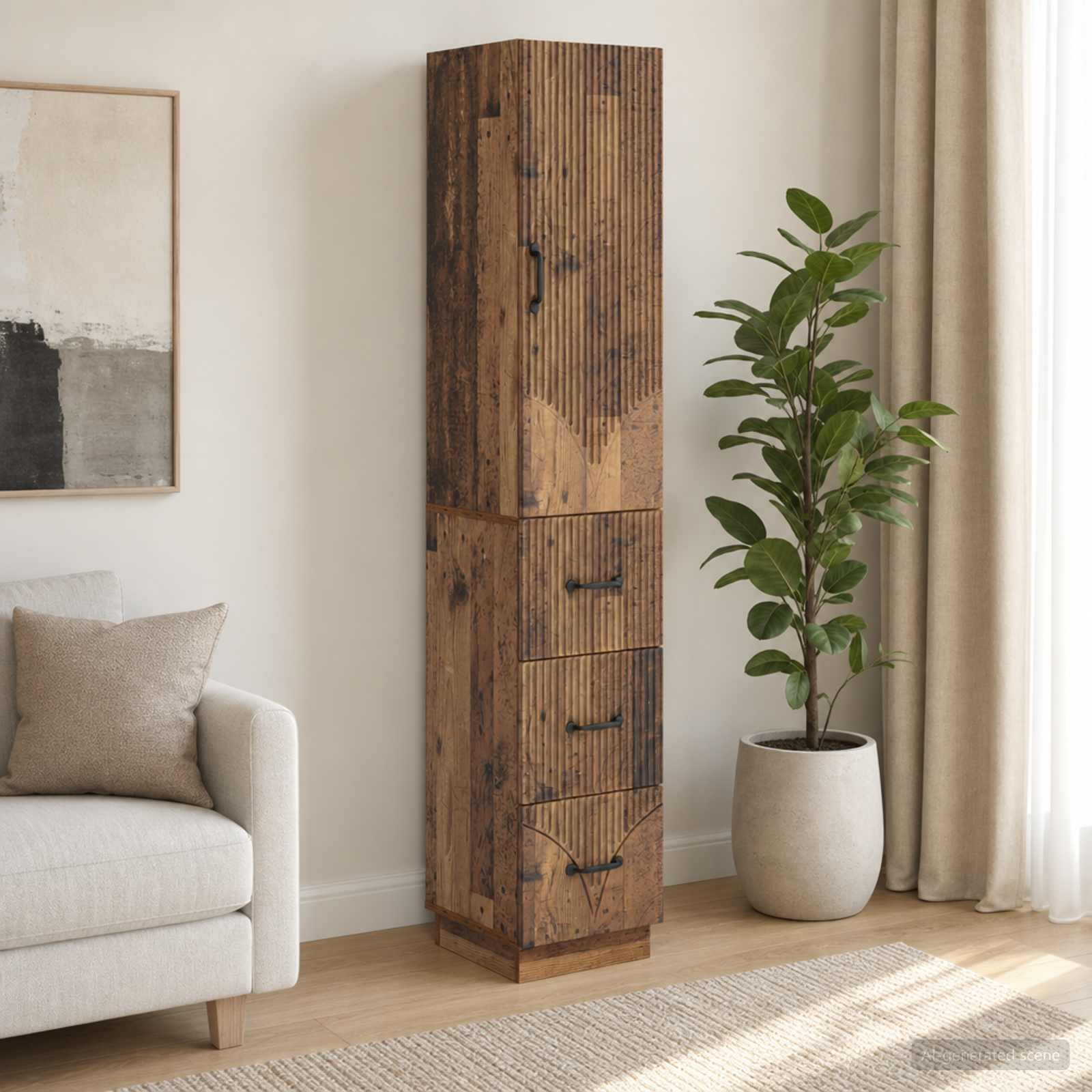 Schrankset 2 stk. 33 x 34,5 x 87 cm Holzwerkstoff Altholz