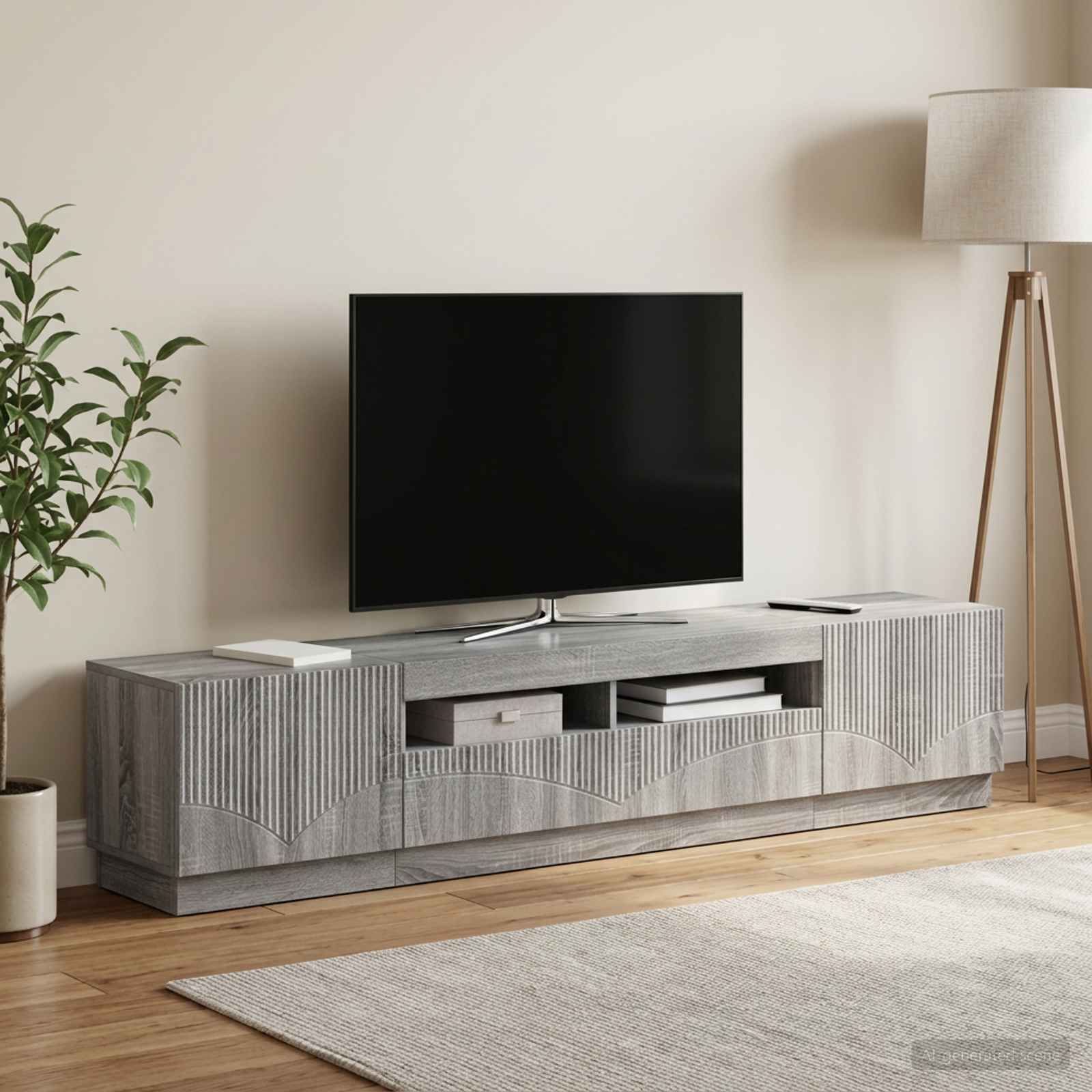 5-teiliges LED TV Schrank Sonoma-Grau Holzwerkstoff