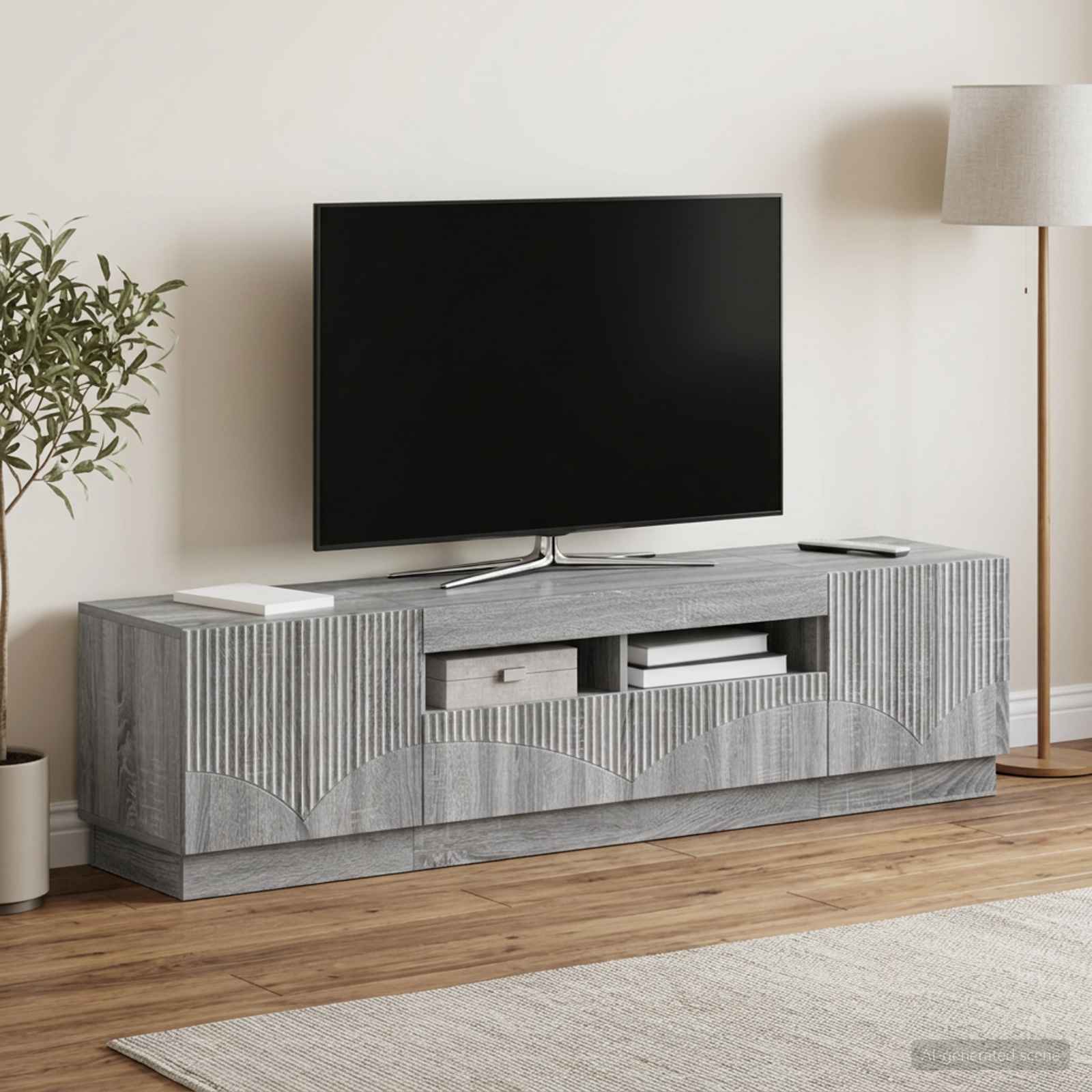 5-teiliges LED TV Schrank Sonoma-Grau Holzwerkstoff