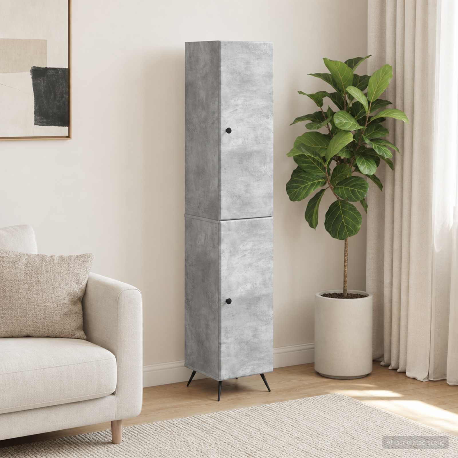 Schrankset 2 stk. Betongrau Holzwerkstoff