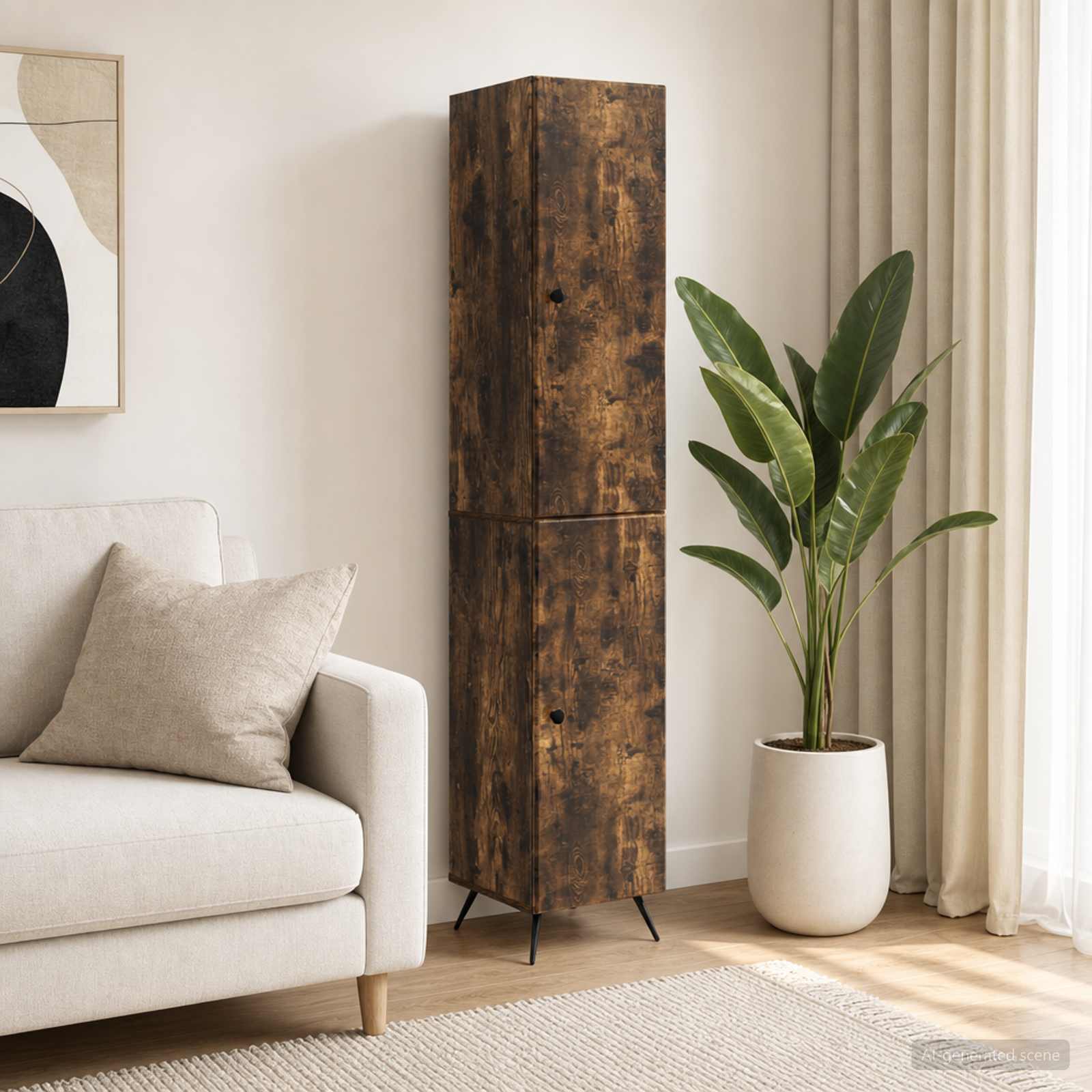 Schrankset 2 stk. Räuchereiche Holzwerkstoff