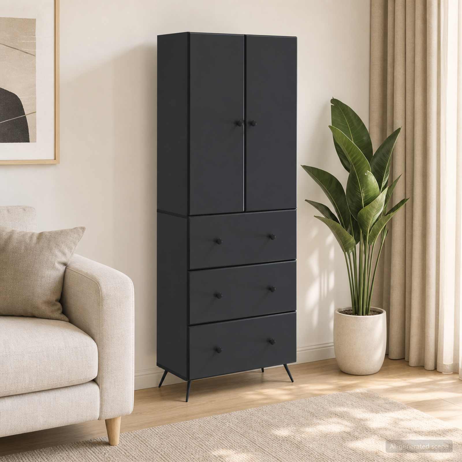Schrankset 2 stk. 66 x 34,5 x 90 cm Holzwerkstoff Schwarz
