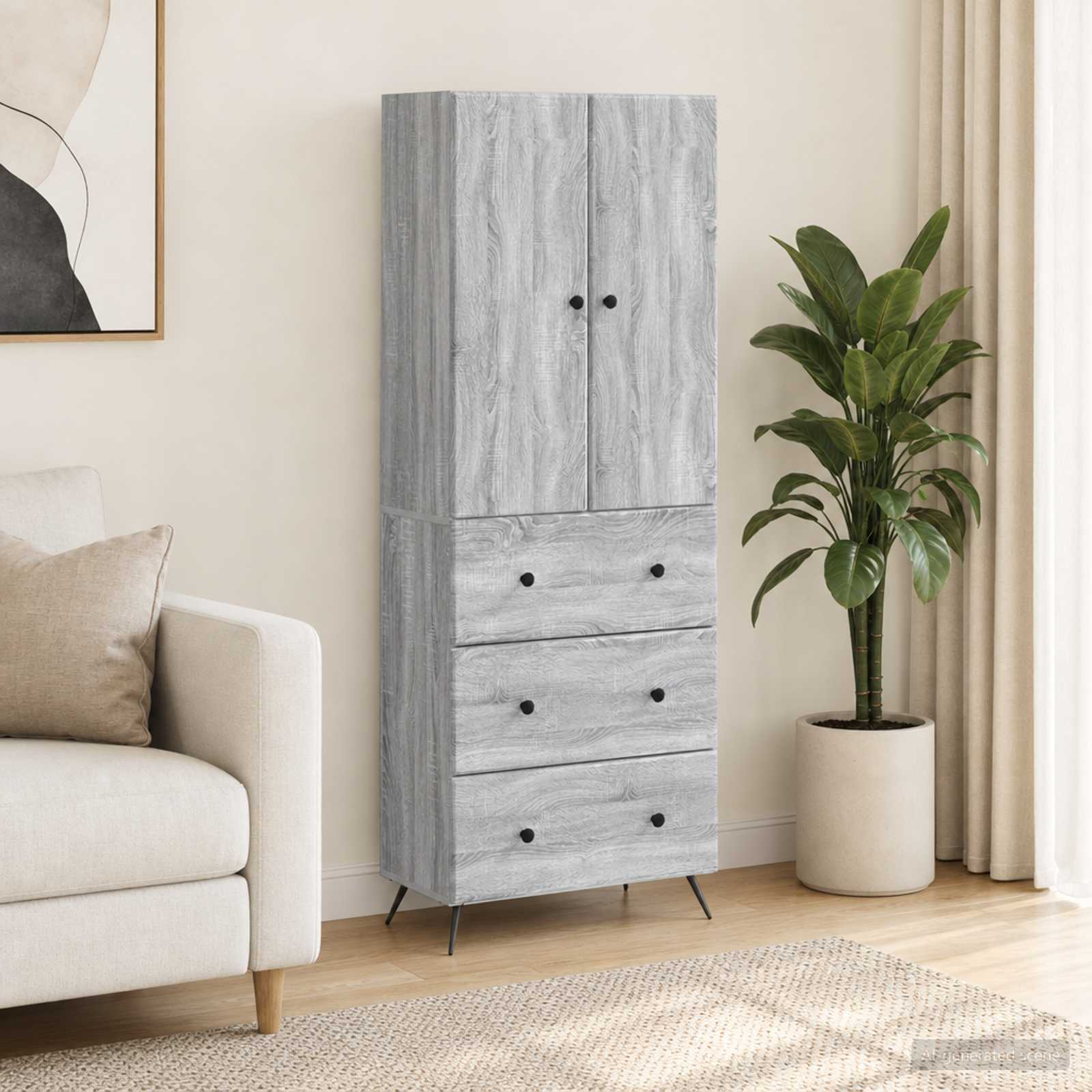 Schrankset 2 stk. 66 x 34,5 x 90 cm Holzwerkstoff Sonoma-Grau