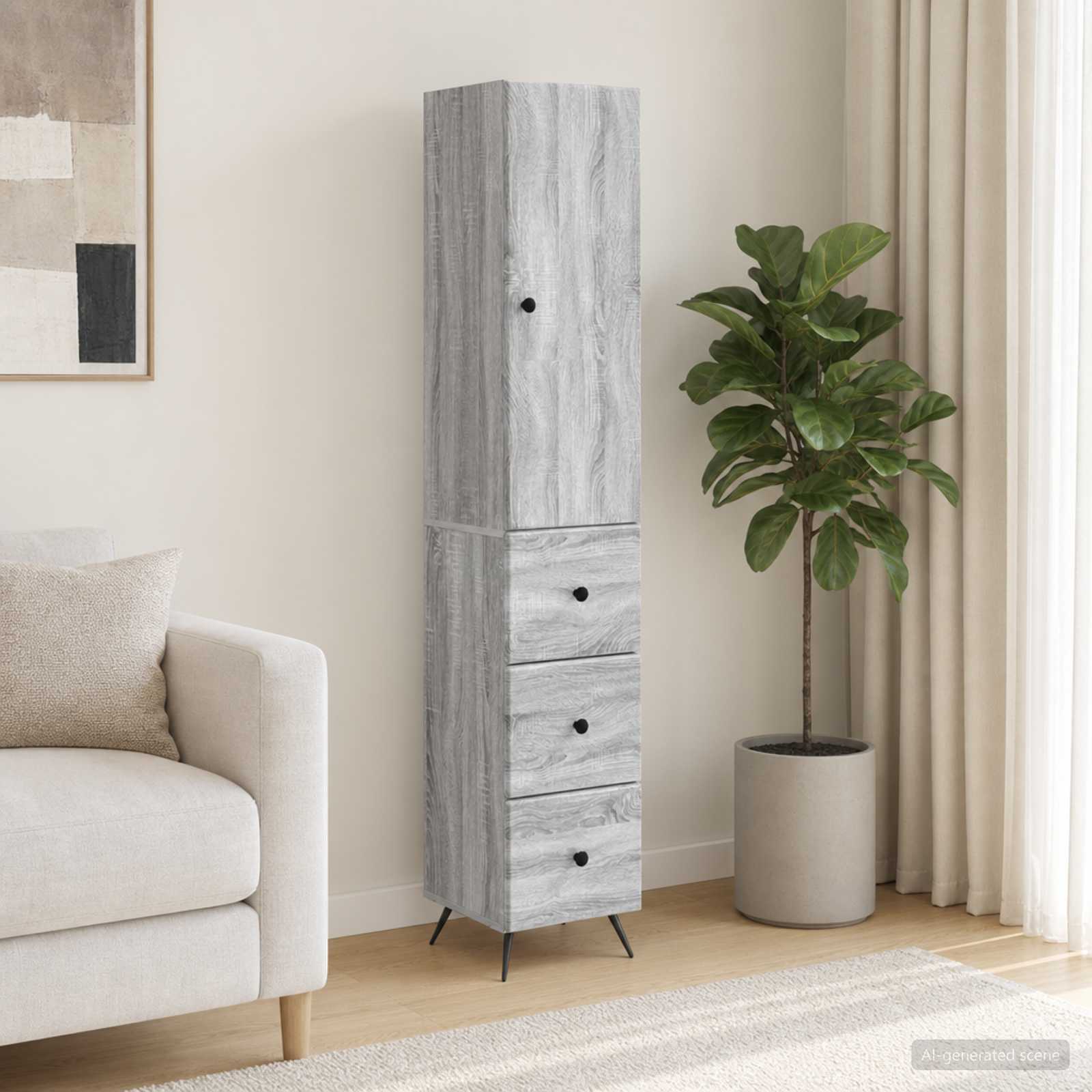 Schrankset 2 stk. 34,5 x 34,5 x 90 cm Holzwerkstoff Sonoma-Grau