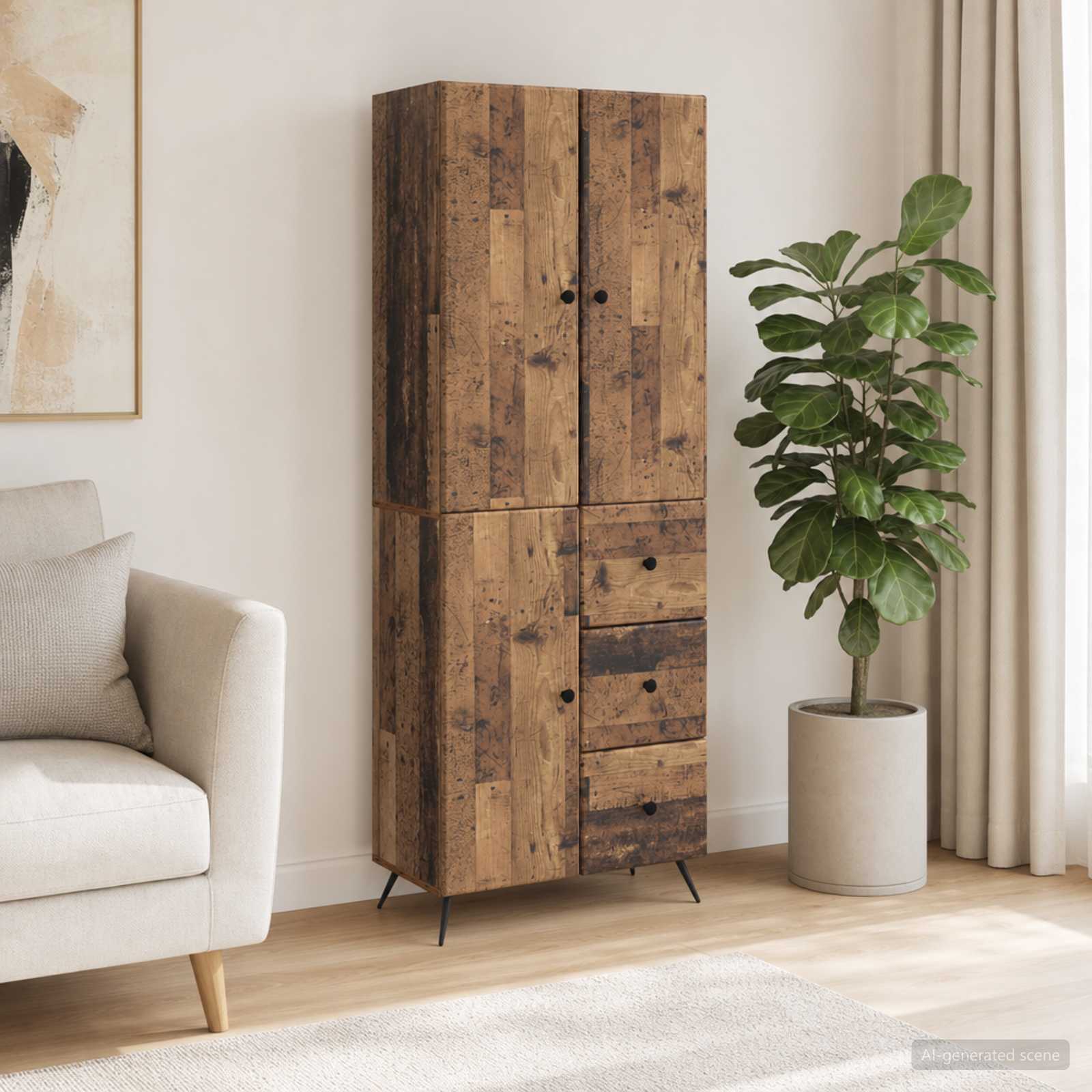 Schrankset 2 stk. Altholz Holzwerkstoff