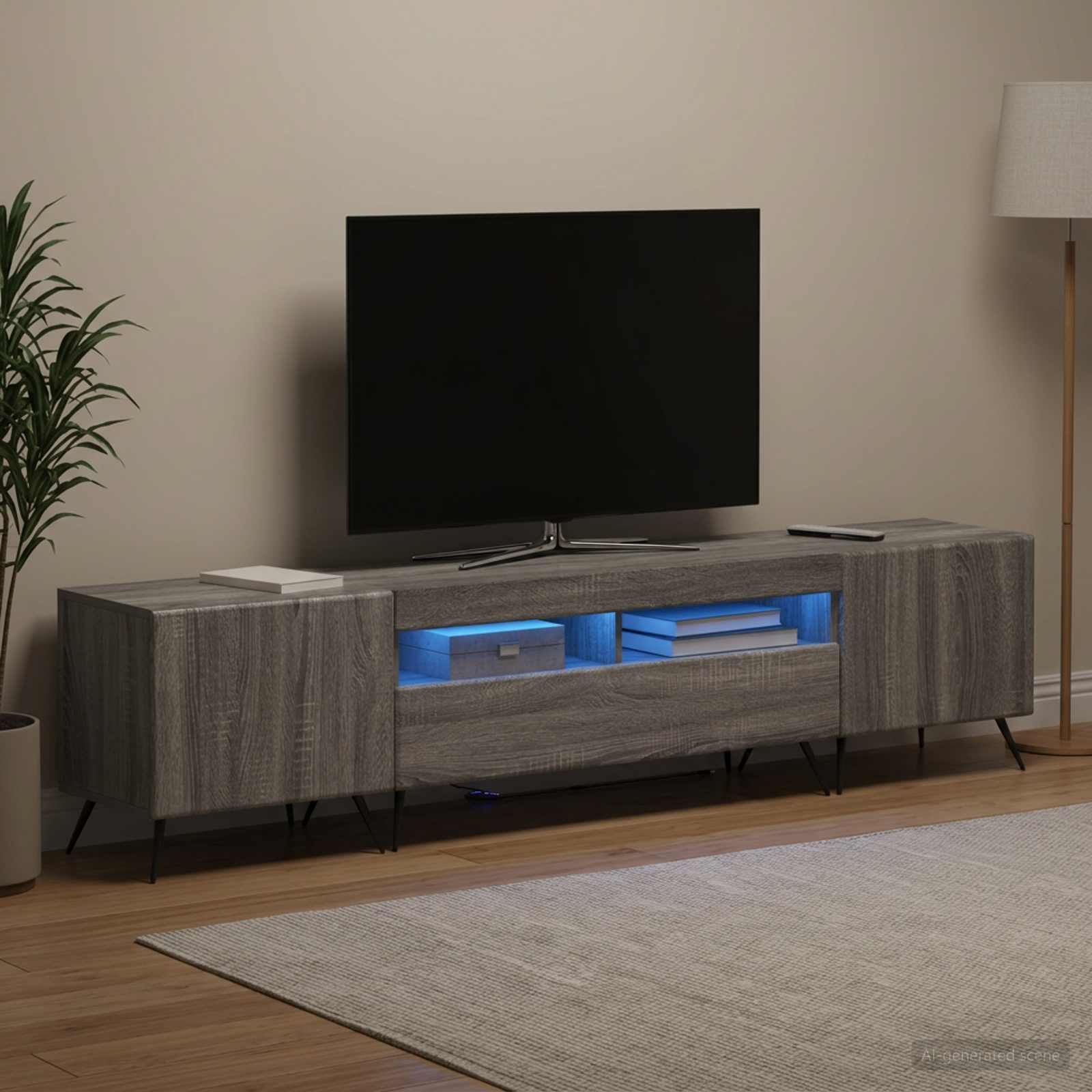 5-teiliges LED TV Schrank Sonoma-Grau Holzwerkstoff