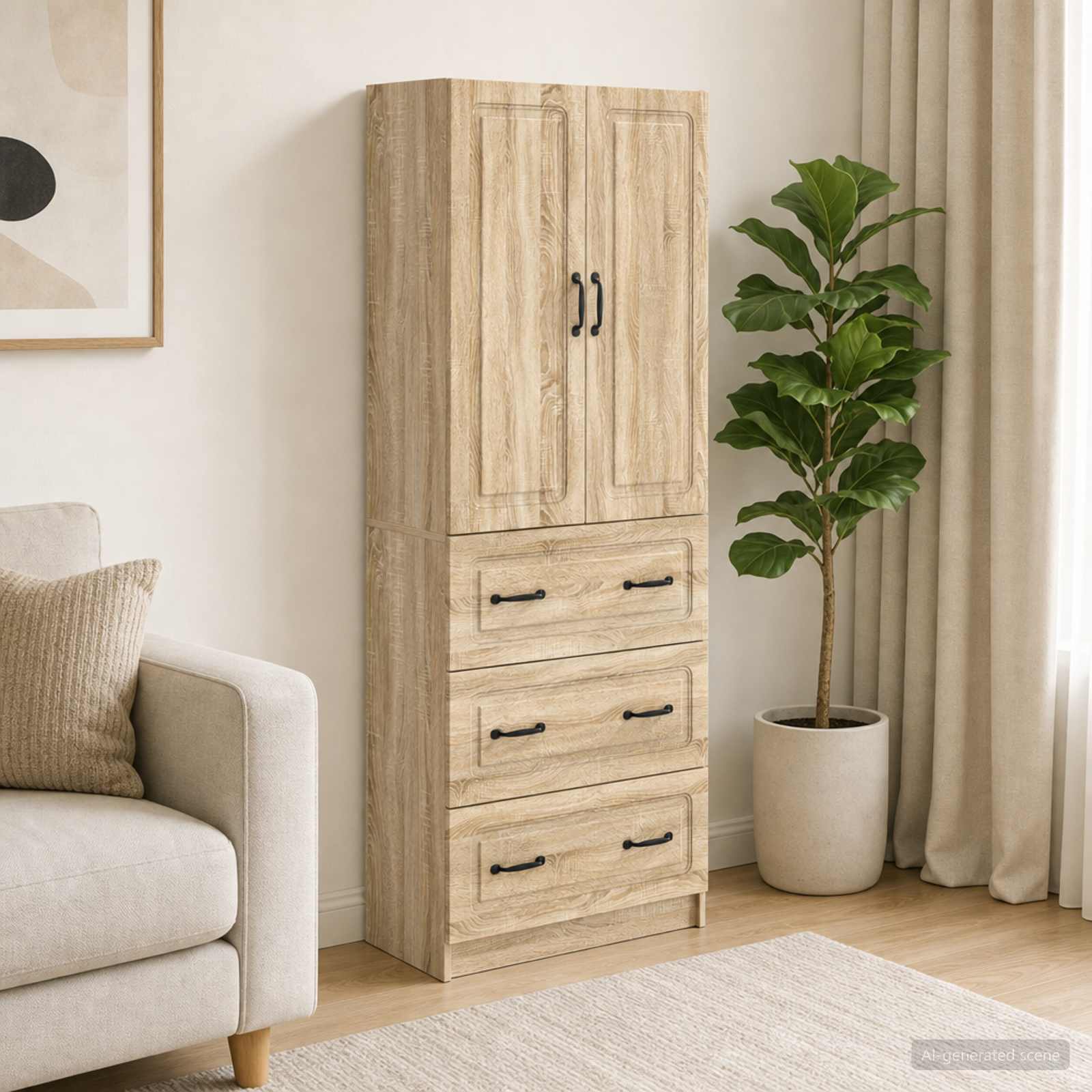 Schrankset 2 stk. 66 x 34,5 x 87 cm Holzwerkstoff Sonoma-Eiche
