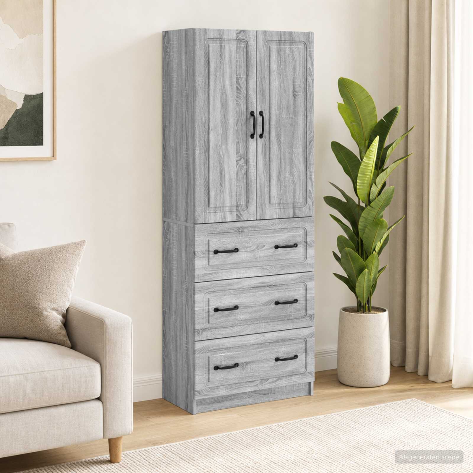 Schrankset 2 stk. 66 x 34,5 x 87 cm Holzwerkstoff Sonoma-Grau