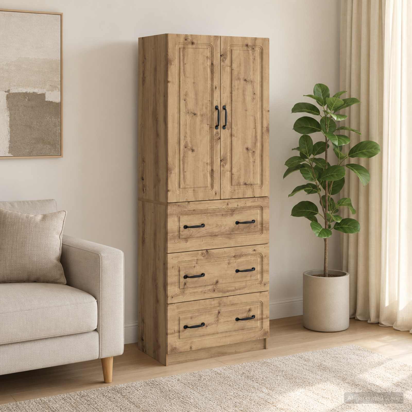 Schrankset 2 stk. 66 x 34,5 x 87 cm Holzwerkstoff Artisan-Eiche