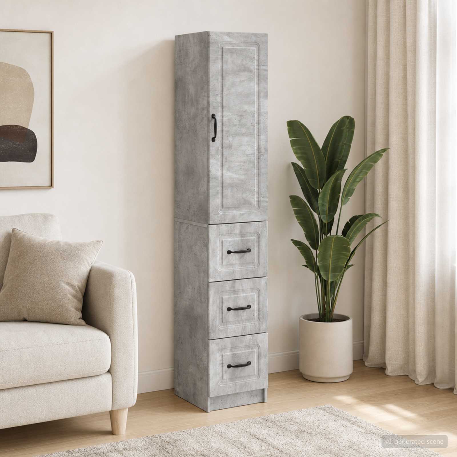 Schrankset 2 stk. 33 x 34,5 x 87 cm Holzwerkstoff Betongrau