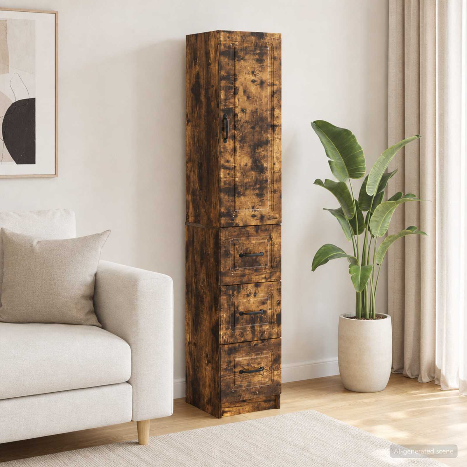 Schrankset 2 stk. 33 x 34,5 x 87 cm Holzwerkstoff Räuchereiche