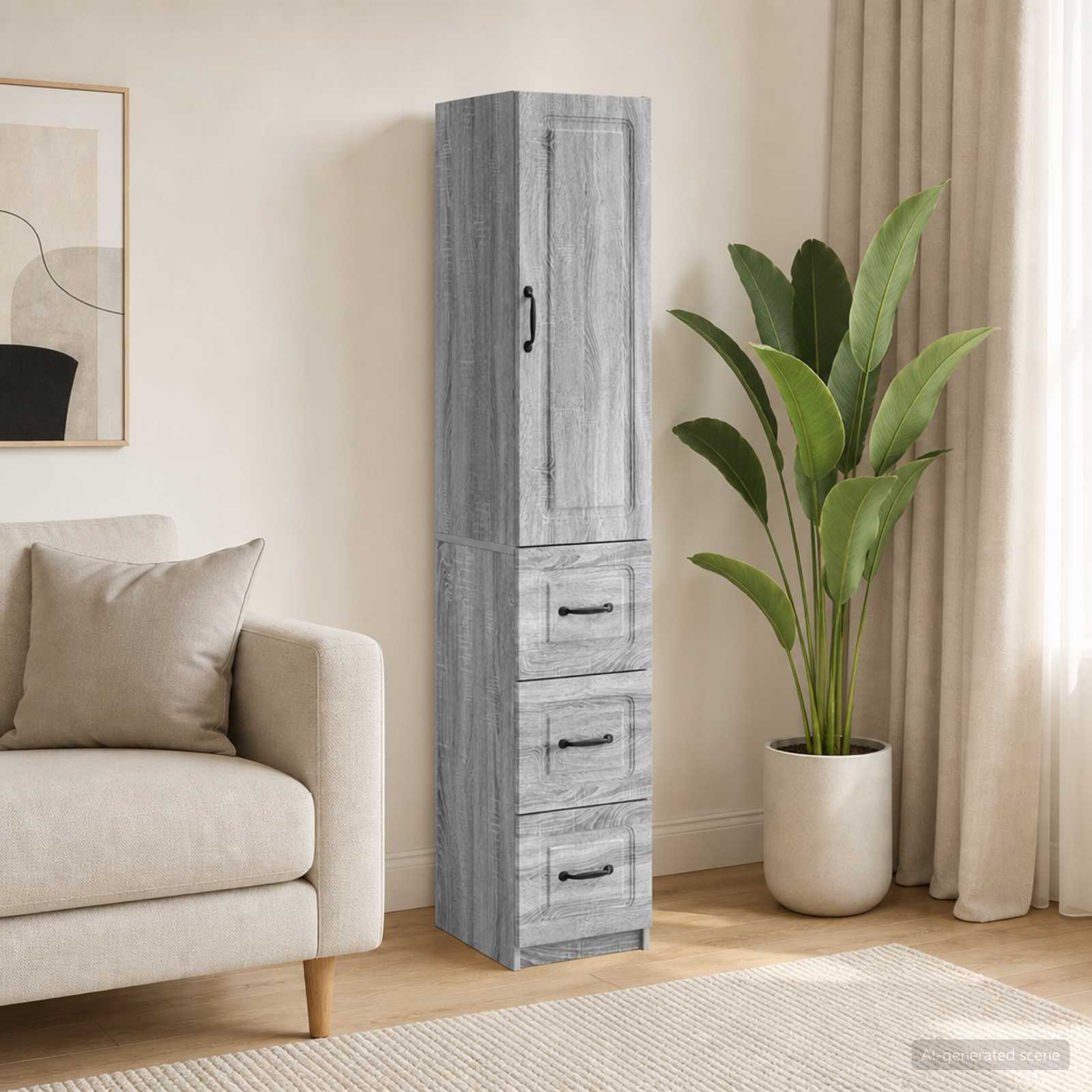 Schrankset 2 stk. 33 x 34,5 x 87 cm Holzwerkstoff Sonoma-Grau