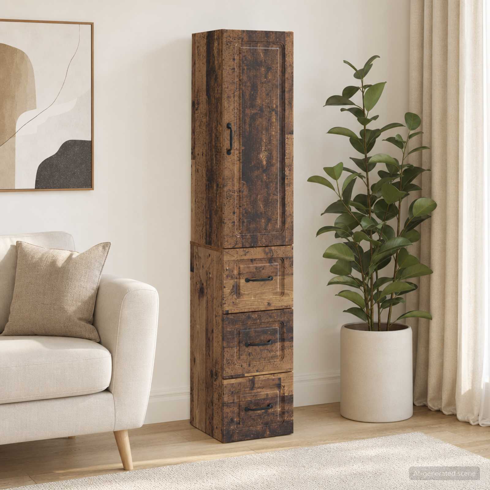 Schrankset 2 stk. 33 x 34,5 x 87 cm Holzwerkstoff Altholz