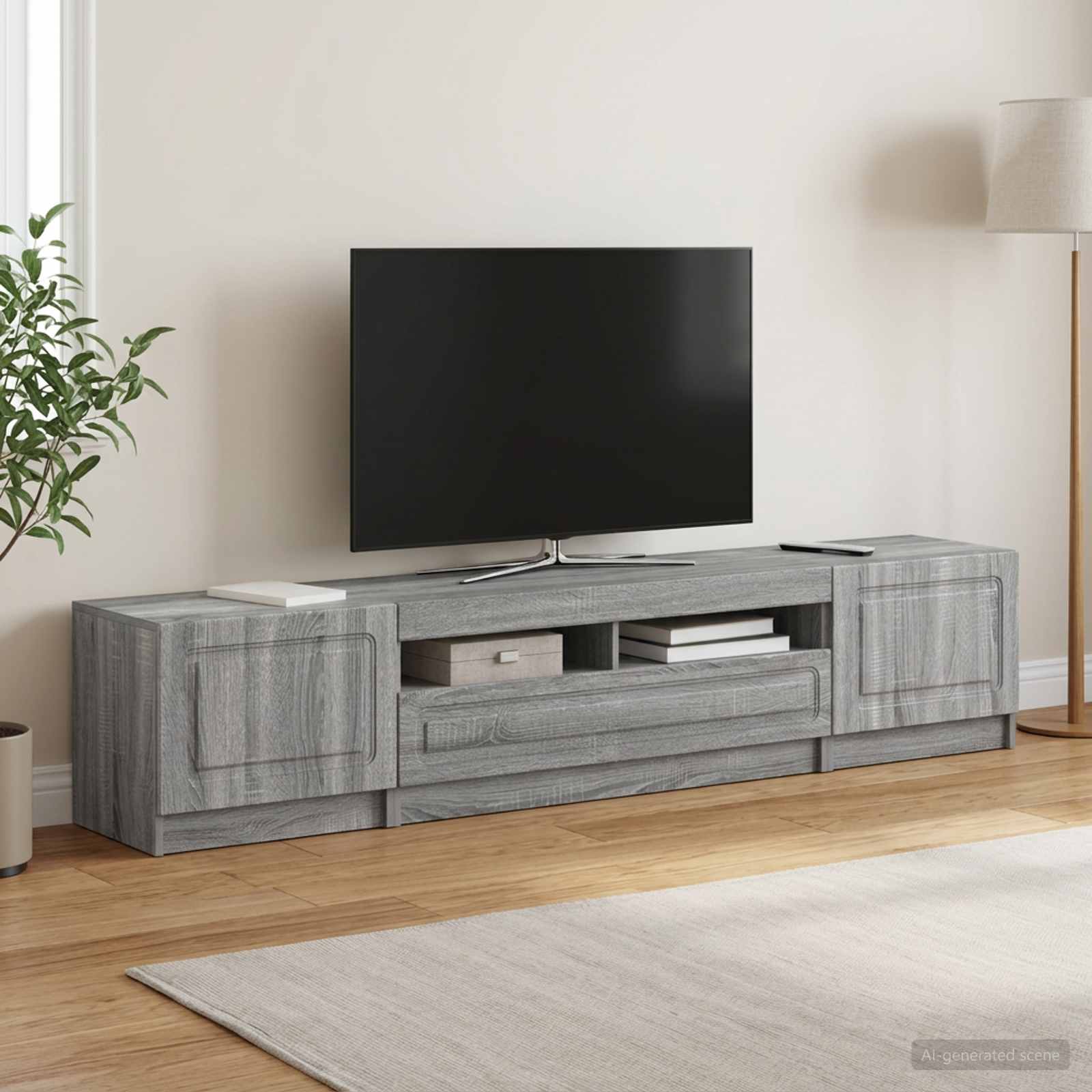 5-teiliges LED TV Schrank Sonoma-Grau Holzwerkstoff