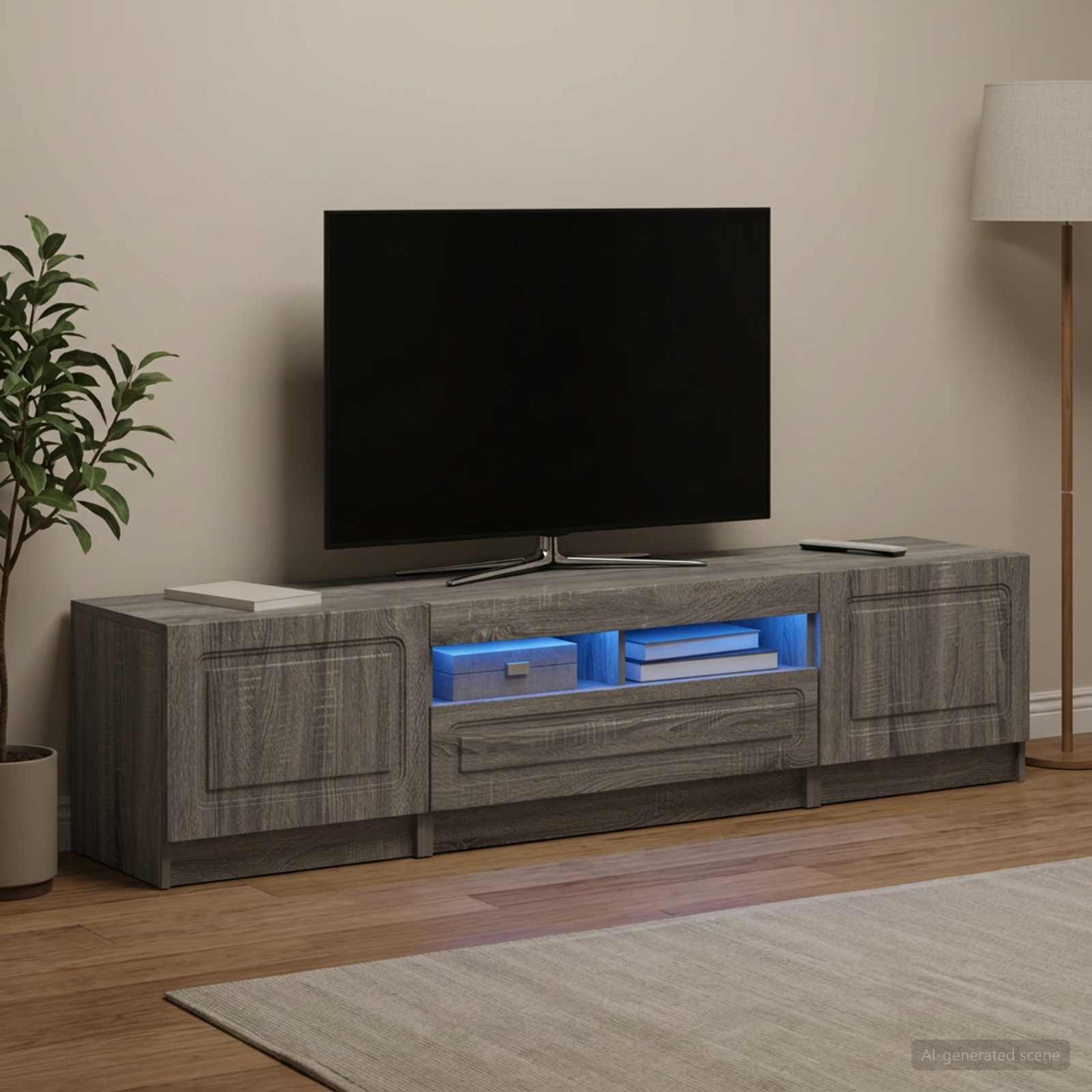 5-teiliges LED TV Schrank Sonoma-Grau Holzwerkstoff