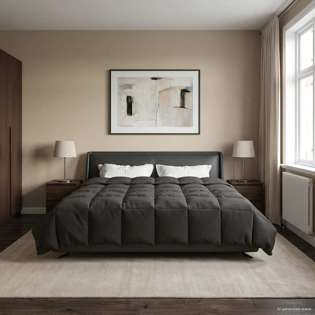 Ganzjahresbettdecke 200 x 200 cm 4 Jahreszeiten Anthrazit