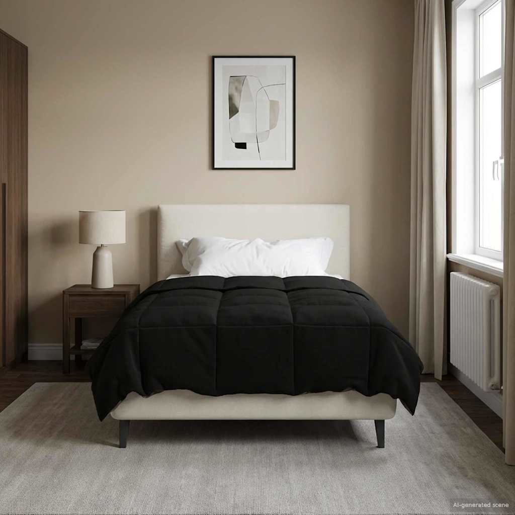 Ganzjahresbettdecke 140 x 200 cm 4 Jahreszeiten Schwarz