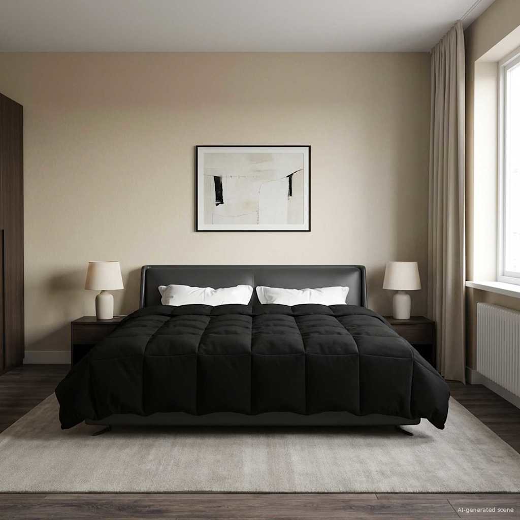 Ganzjahresbettdecke 200 x 200 cm 4 Jahreszeiten Schwarz