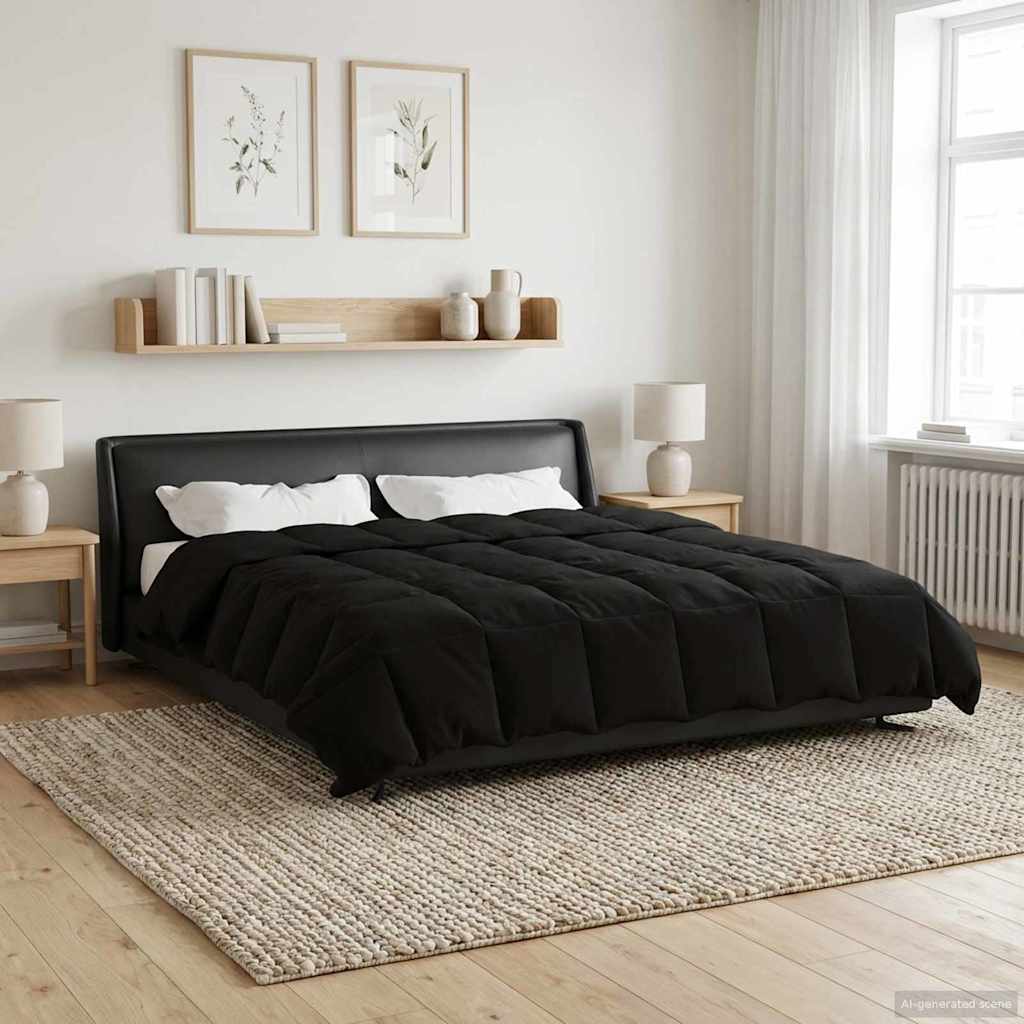 Ganzjahresbettdecke 200 x 240 cm 4 Jahreszeiten Schwarz
