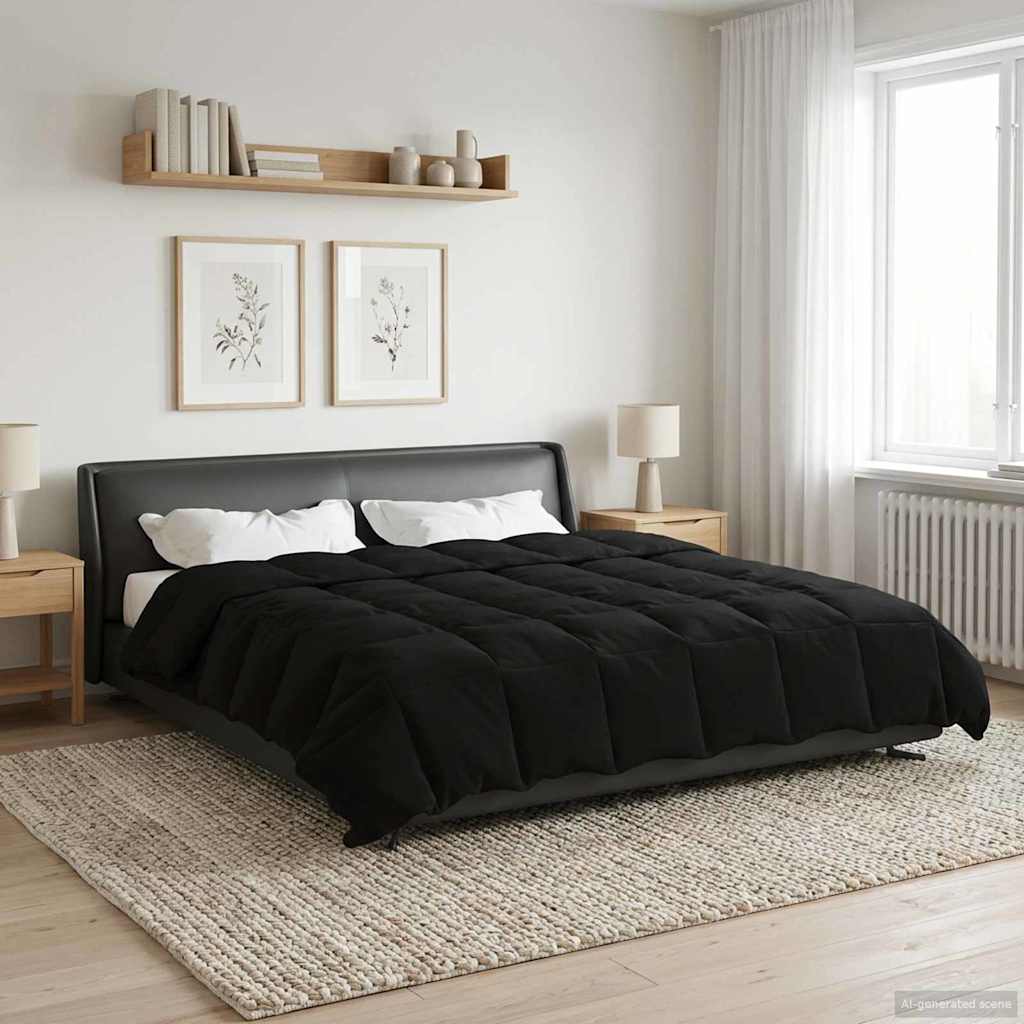Ganzjahresbettdecke 200 x 220 cm 4 Jahreszeiten Schwarz