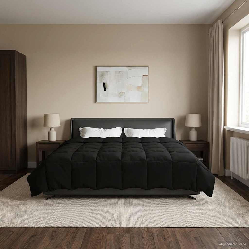 Ganzjahresbettdecke 240 x 260 cm 4 Jahreszeiten Schwarz