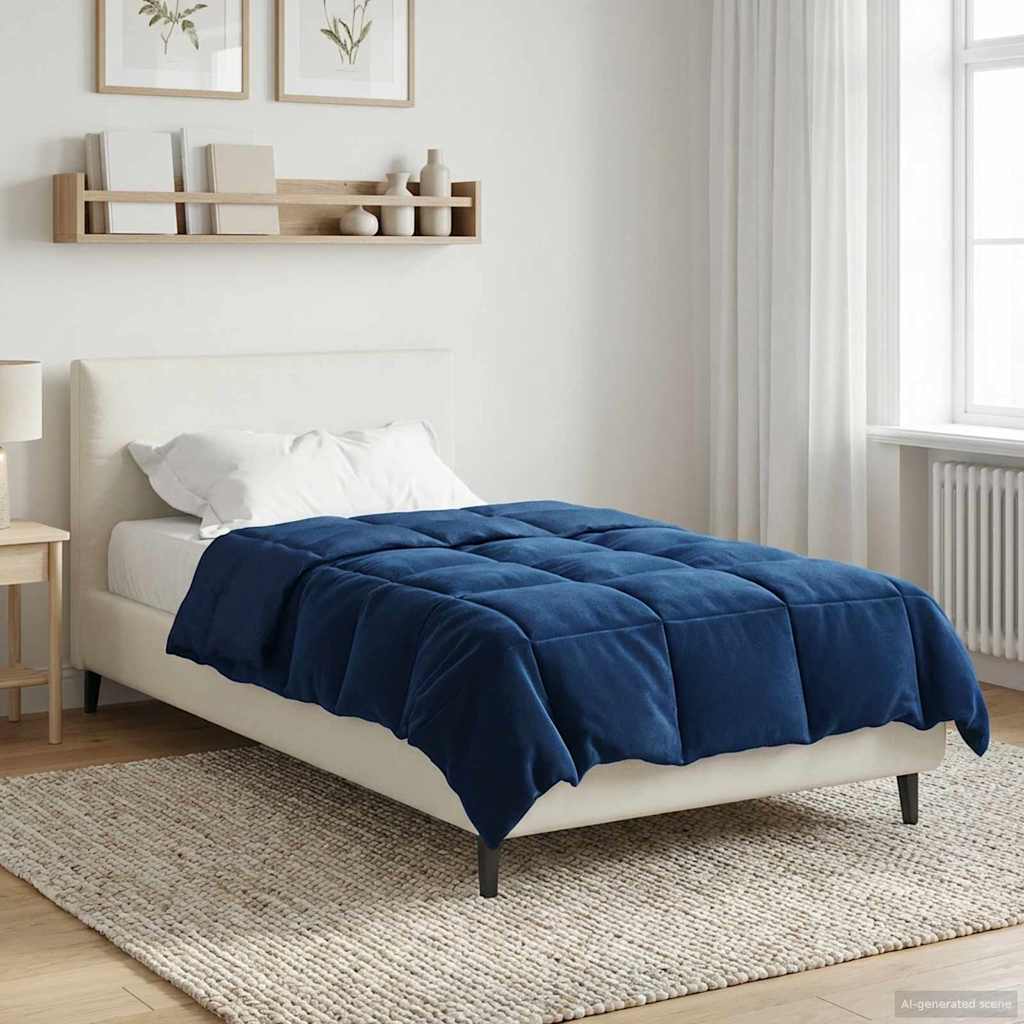 Ganzjahresbettdecke 135 x 220 cm 4 Jahreszeiten Dunkelblau