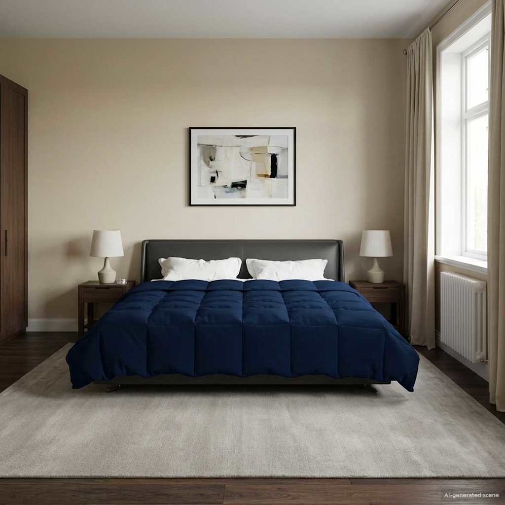 Ganzjahresbettdecke 200 x 220 cm 4 Jahreszeiten Dunkelblau