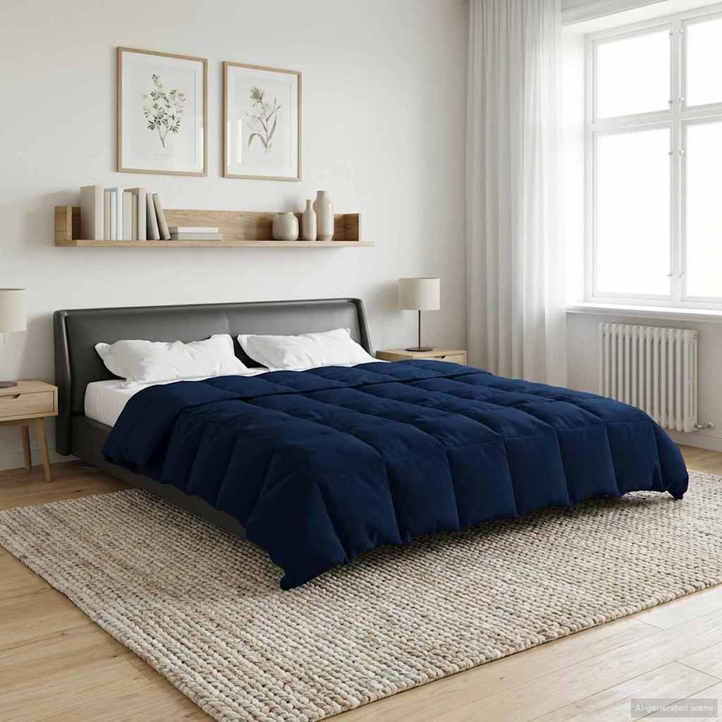 Ganzjahresbettdecke 220 x 260 cm 4 Jahreszeiten Dunkelblau