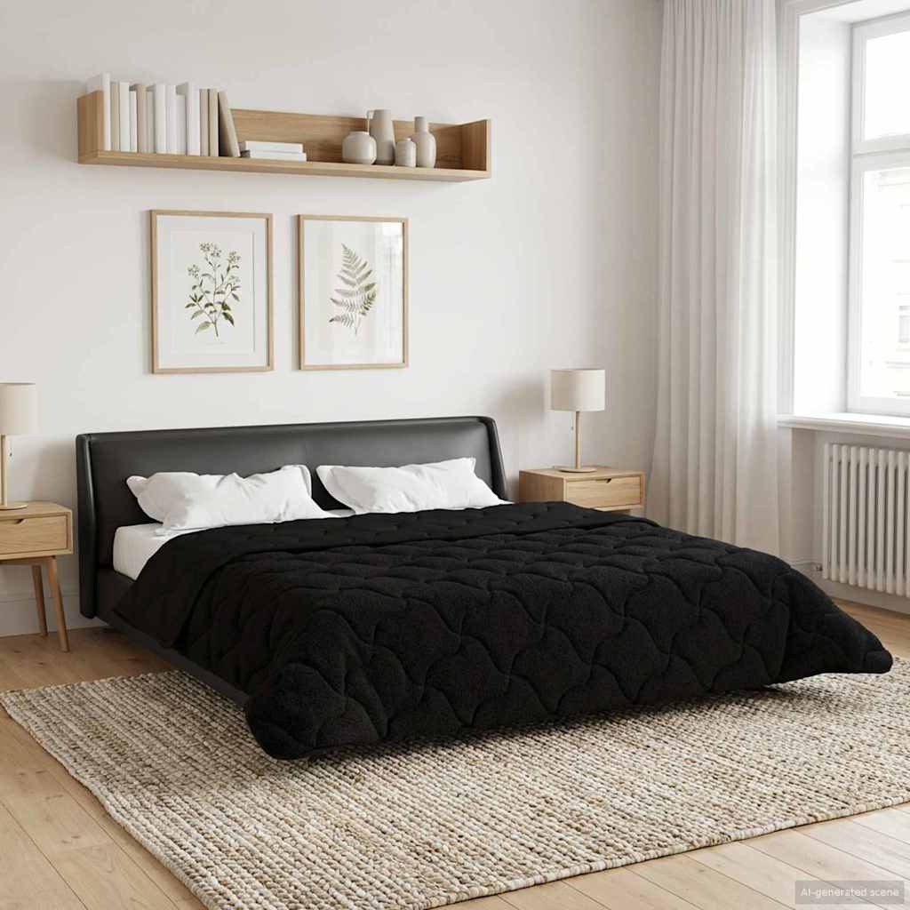 Sommerdecke 200 x 240 cm Sommer Schwarz Atmungsaktiv