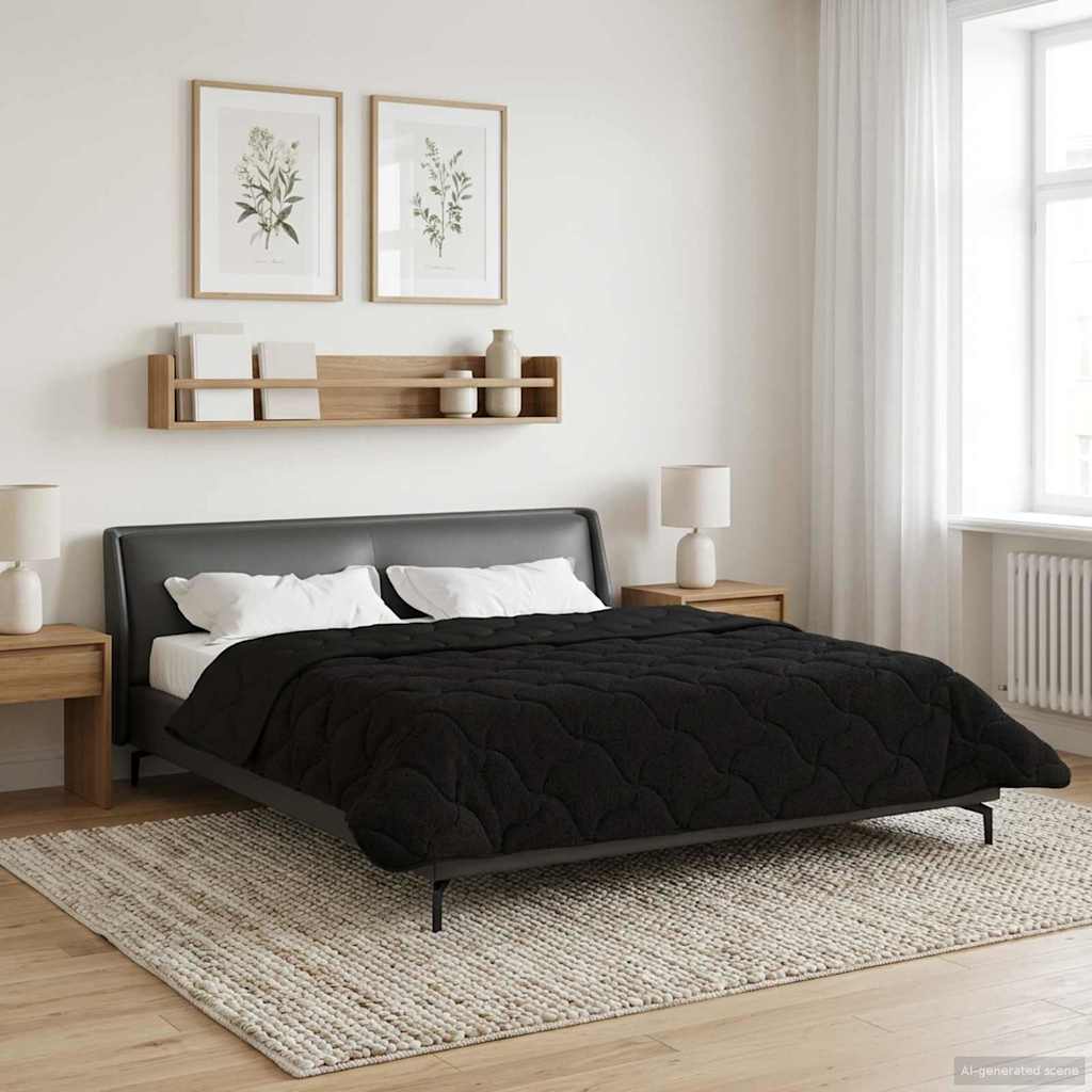 Sommerdecke 200 x 220 cm Sommer Schwarz Atmungsaktiv