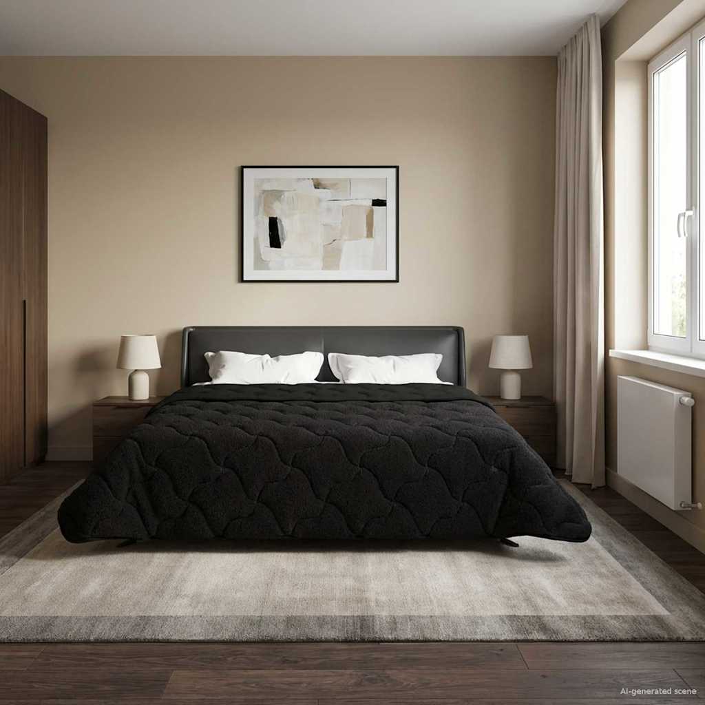 Sommerdecke 220 x 240 cm Sommer Schwarz Atmungsaktiv