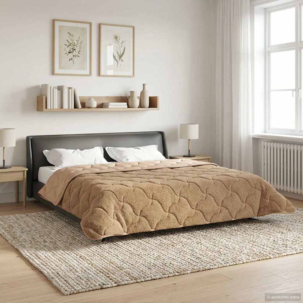 Sommerdecke 200 x 240 cm Sommer Taupe Atmungsaktiv