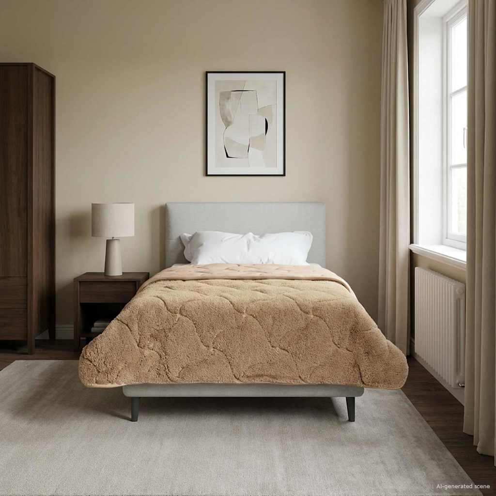 Sommerdecke 155 x 220 cm Sommer Taupe Atmungsaktiv
