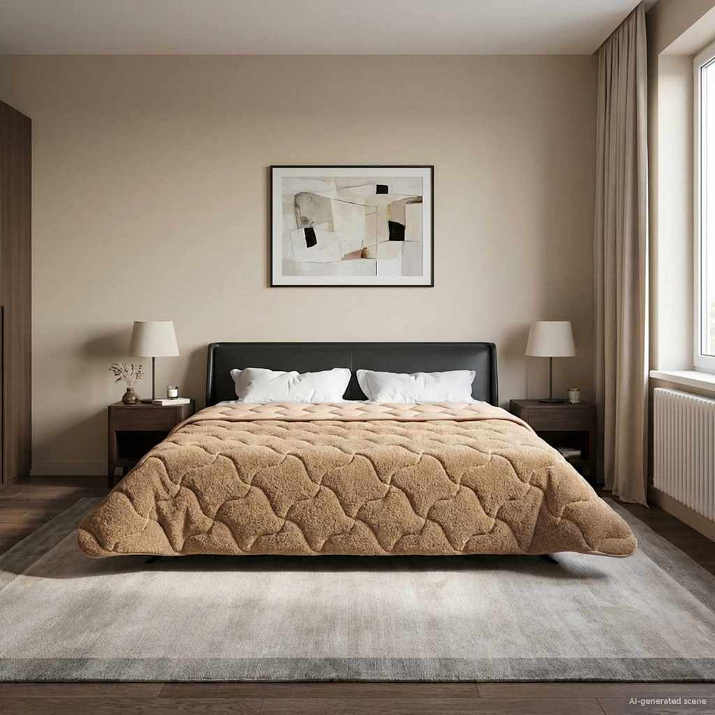 Sommerdecke 200 x 220 cm Sommer Taupe Atmungsaktiv
