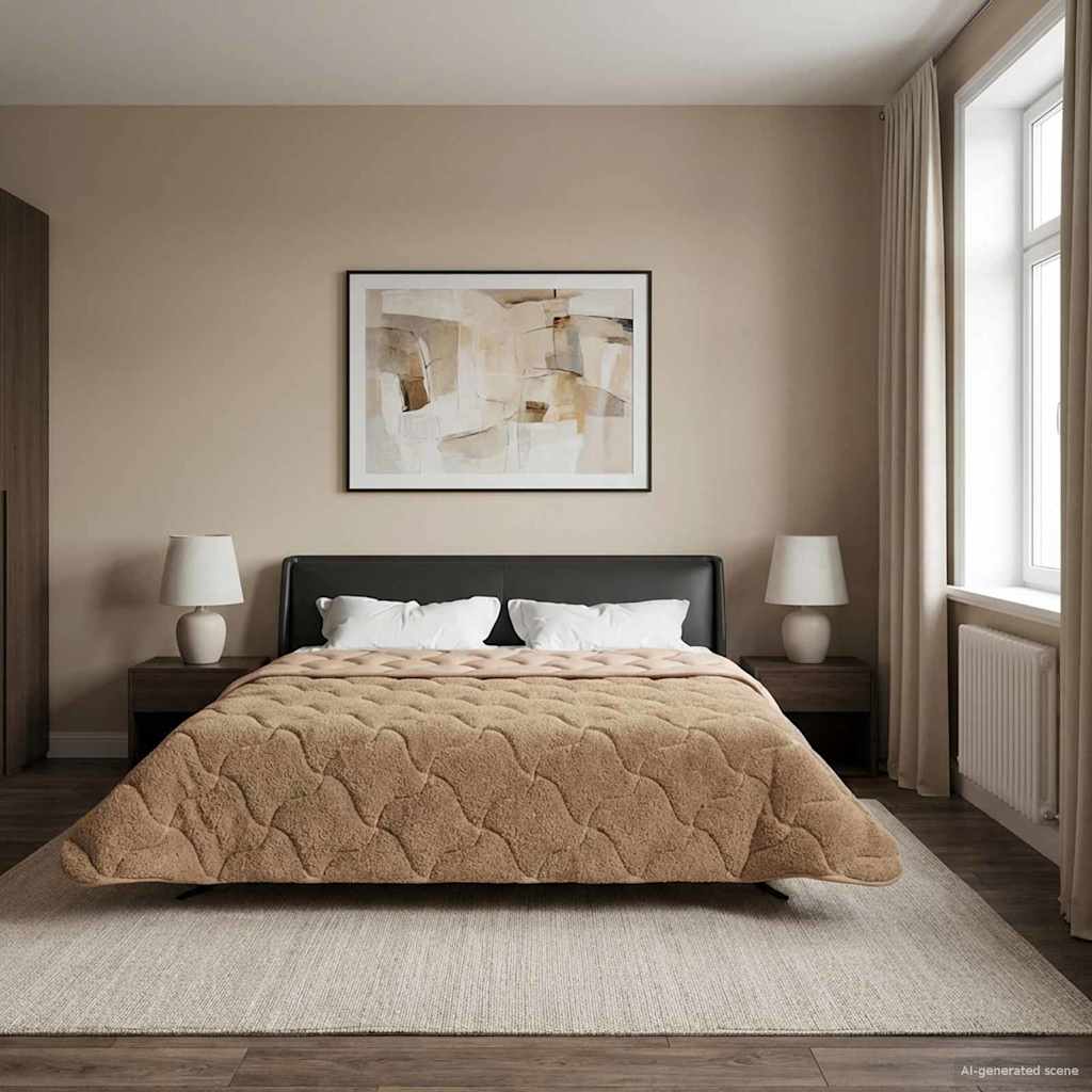 Sommerdecke 220 x 240 cm Sommer Taupe Atmungsaktiv