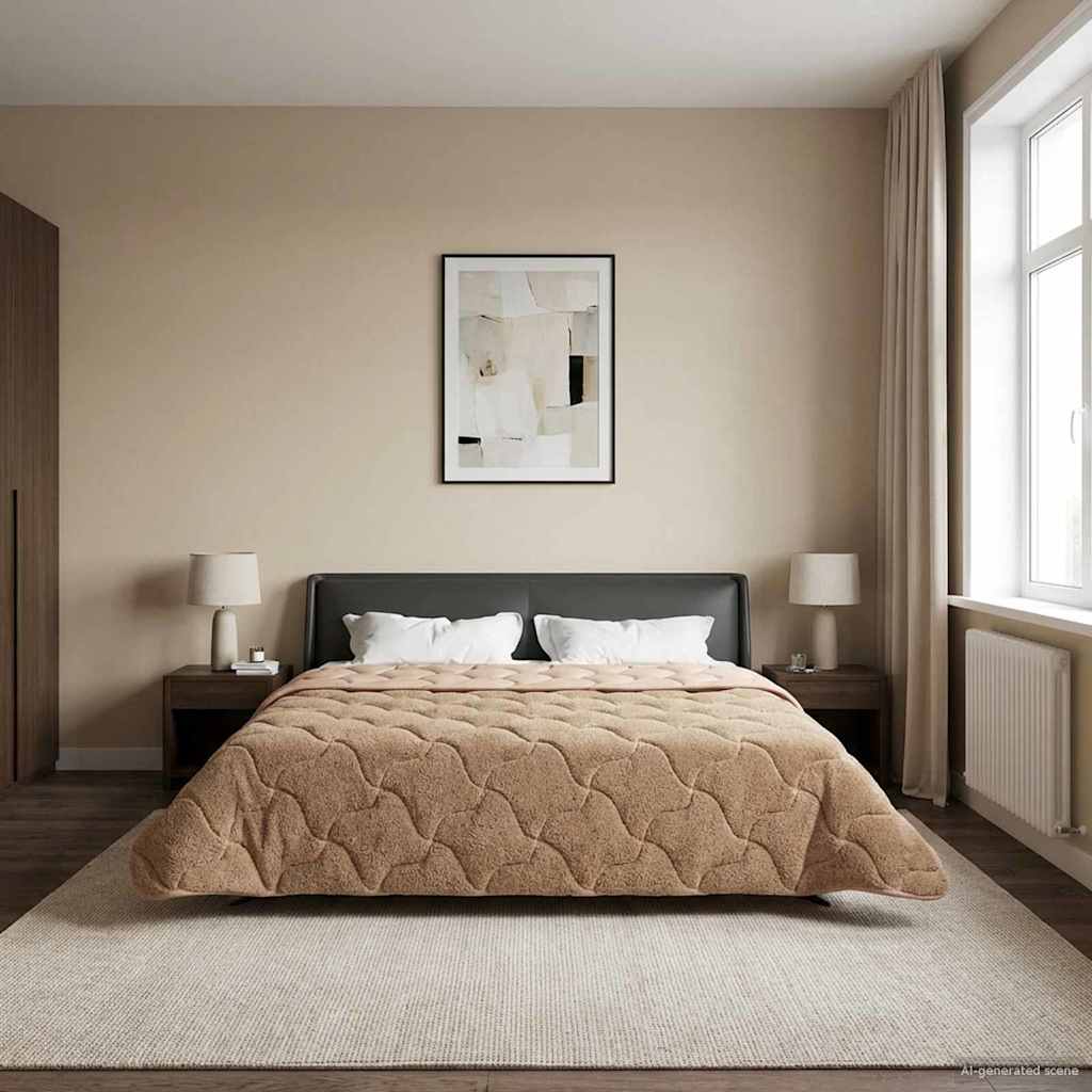 Sommerdecke 220 x 260 cm Sommer Taupe Atmungsaktiv