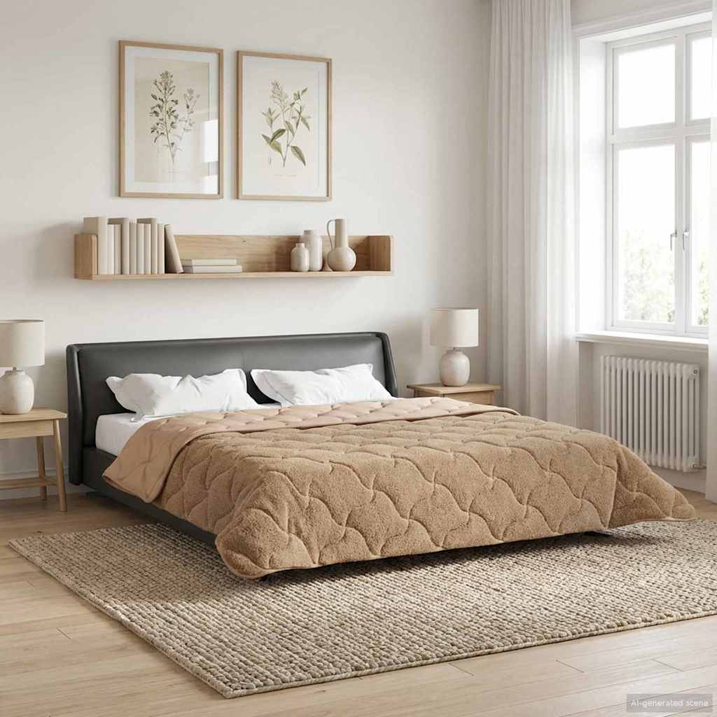 Sommerdecke 240 x 260 cm Sommer Taupe Atmungsaktiv