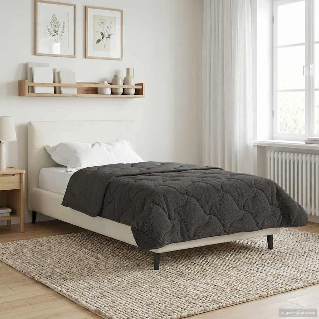 Ganzjahresbettdecke Gepolstert Anthrazit 155 x 220 cm