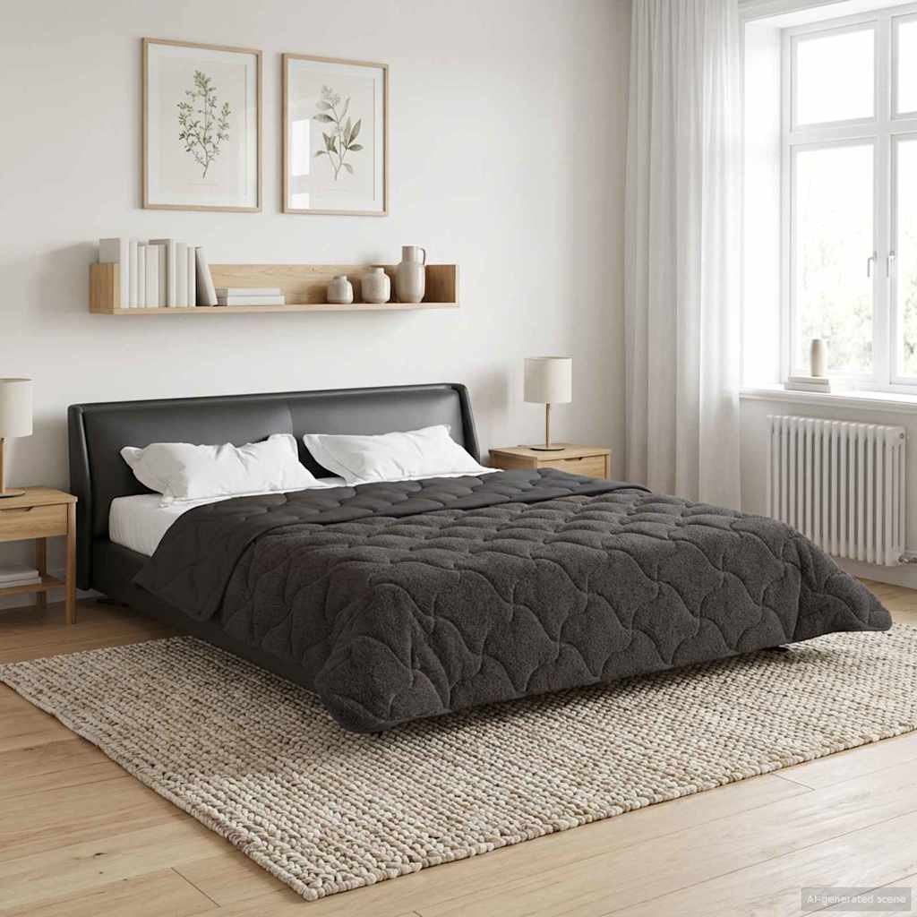 Ganzjahresbettdecke Gepolstert Anthrazit 220 x 240 cm