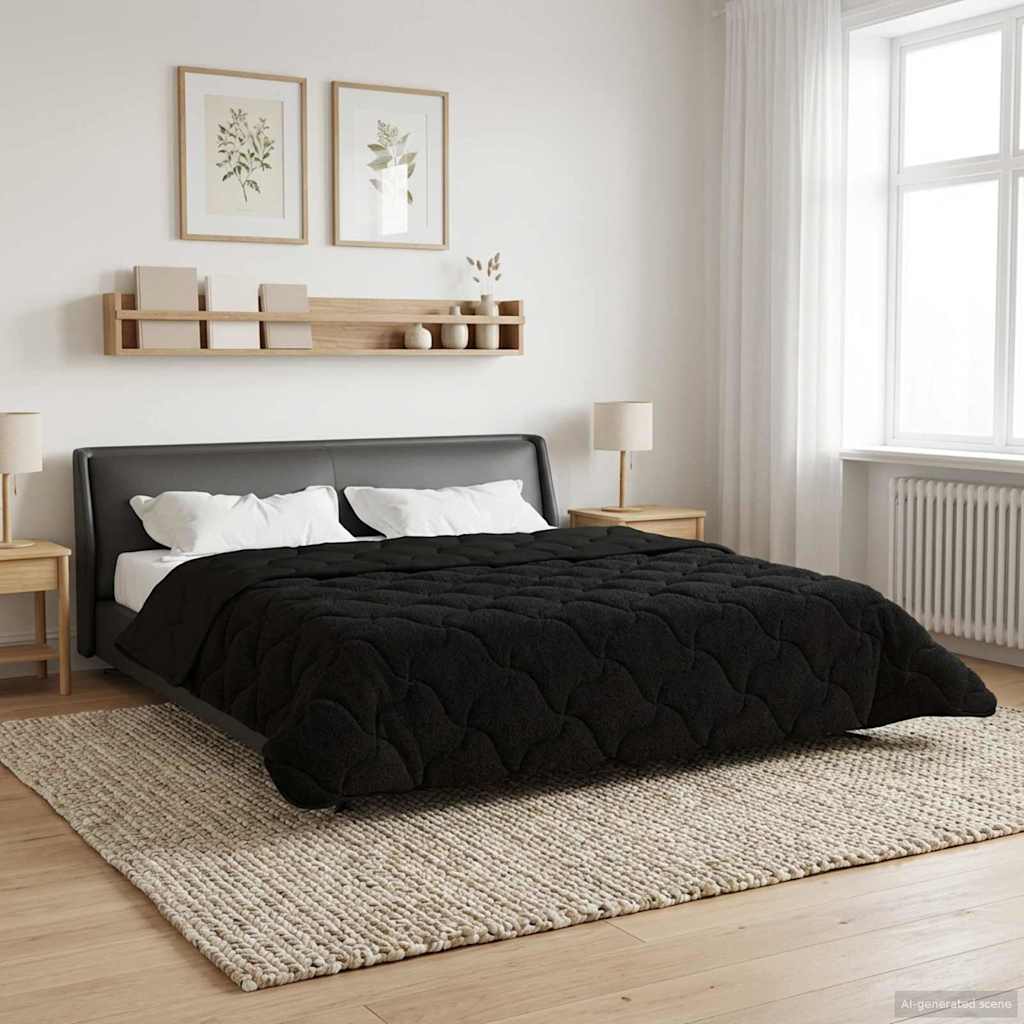 Ganzjahresbettdecke Gepolstert Schwarz 200 x 240 cm