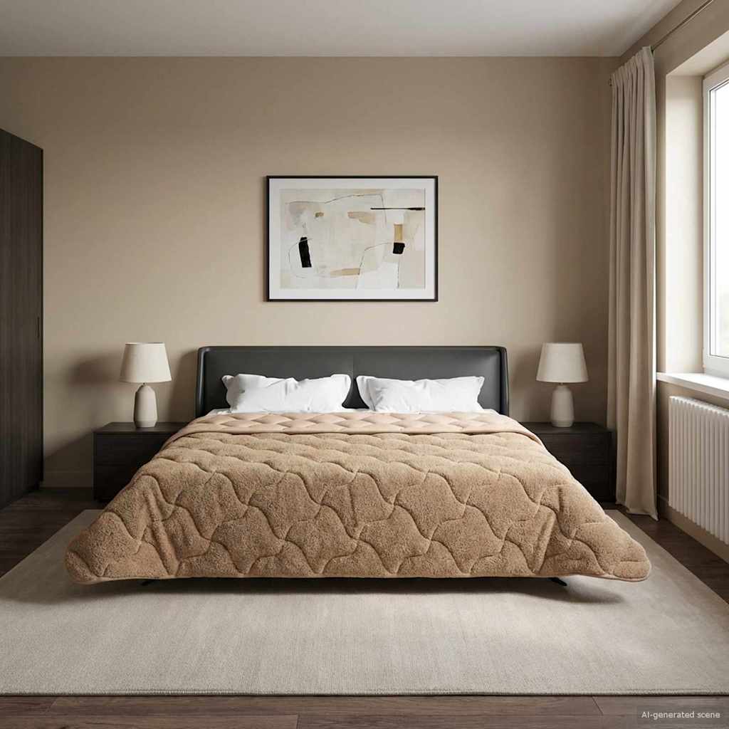 Ganzjahresbettdecke 200 x 200 cm Keine Taupe Atmungsaktiv