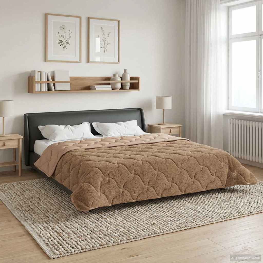 Ganzjahresbettdecke 200 x 240 cm Keine Taupe Atmungsaktiv