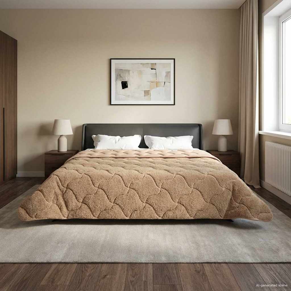 Ganzjahresbettdecke 220 x 260 cm Keine Taupe Atmungsaktiv
