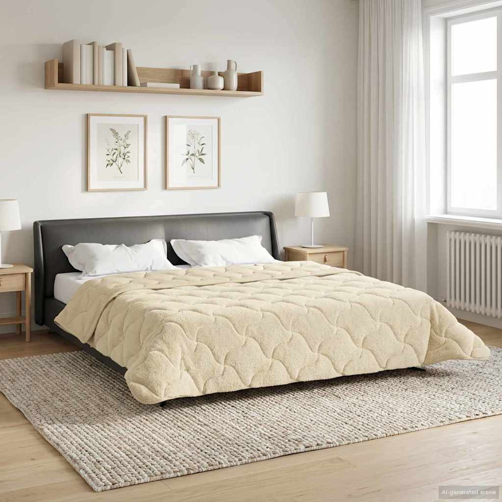 Ganzjahresbettdecke Gepolstert Creme 220 x 240 cm