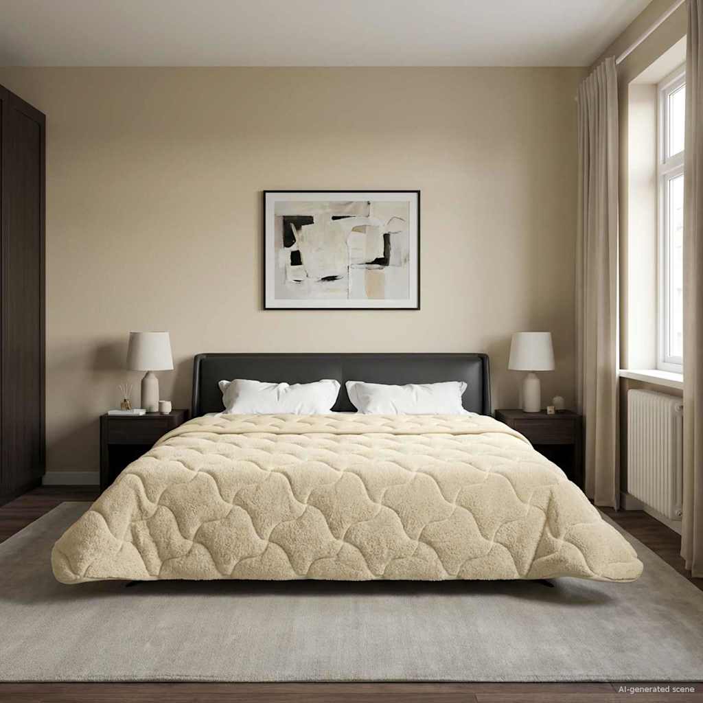 Winterbettdecke 240 x 260 cm Winter Creme Atmungsaktiv