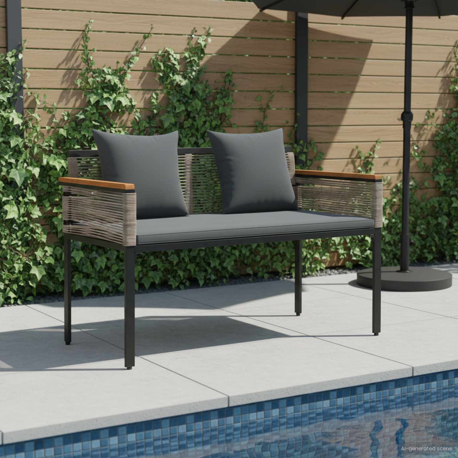Bank Outdoor 2 -Seater 117 x 54 x 74,5 cm Poly-Rattan