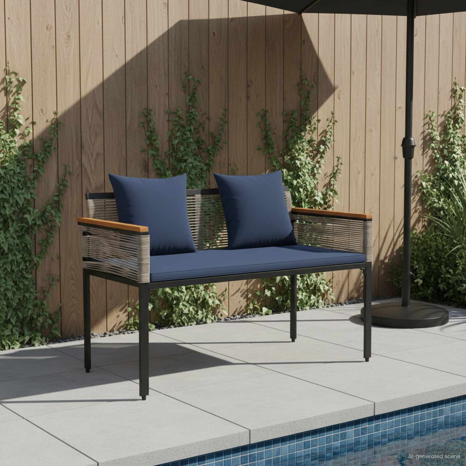 Bank Outdoor 2 -Seater 117 x 54 x 74,5 cm Poly-Rattan