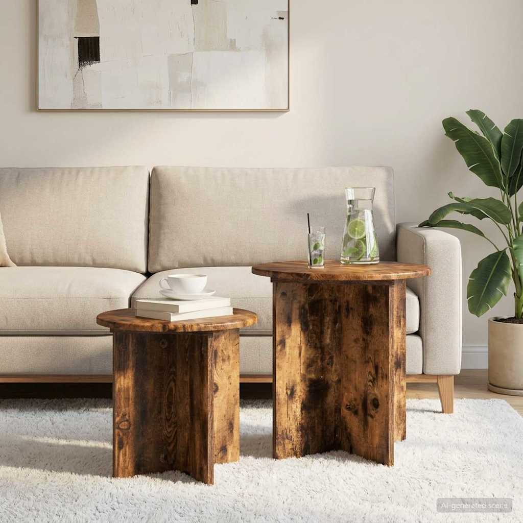 Beistelltisch-Set 2 pcs Geräucherte Eiche Holzwerkstoff